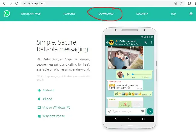 Download WA di PC