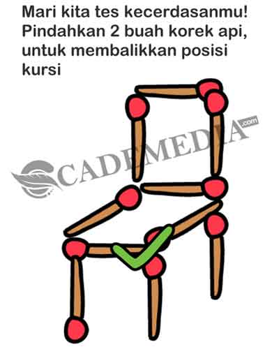 Jawaban Brain Out Level 29 Pindahkan 2 buah korek api, untuk membalikkan posisi kursi