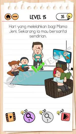 Jawaban Brain Test 2 Keluarga Budiman Level 15