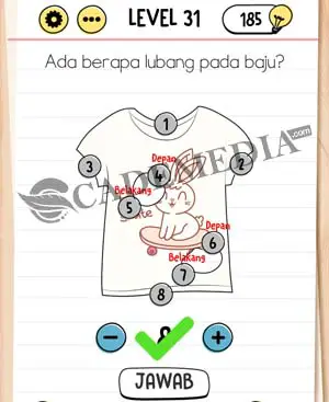 Ada berapa lubang pada baju? (Brain Test Level 31)