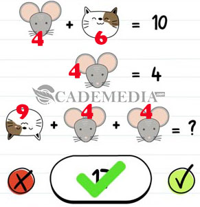 Brain Test Level 137 (Gambar persamaan tikus, kucing dan angka)