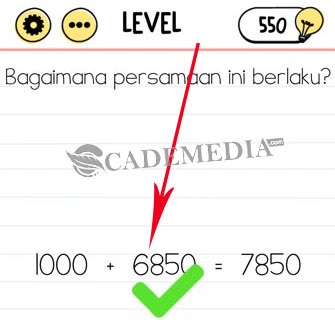 Bagaimana persamaan ini berlaku? (1000 + 50 = 7850) (Brain Test Level 68)