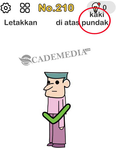 Letakkan kaki di atas pundak (Brain Out Level 210)