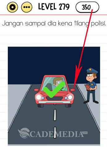 Jangan sampai dia kena tilang polisi (Brain Test Level 279)