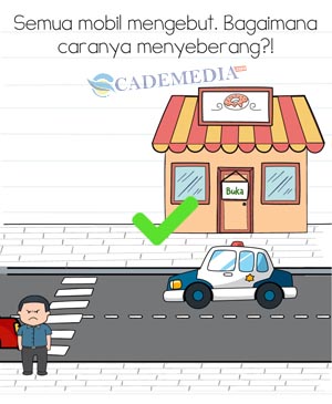 Kunci Jawaban Brain Test Level 331 Semua mobil mengebut. Bagaimana caranya menyeberang?!