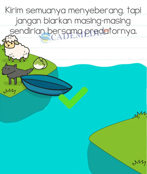 Kunci Jawaban Brain Test Minggu 15 Kirim semuanya menyeberang, tapi jangan biarkan masing-masing sendirian bersama predatornya.