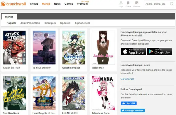 Situs Baca Manga Terbaik Crunchyroll