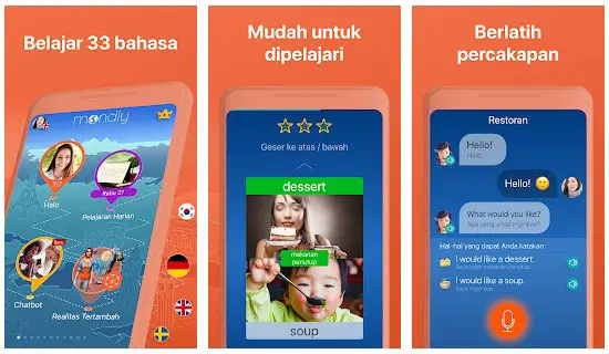 Aplikasi Belajar Bahasa Inggris Mondly 