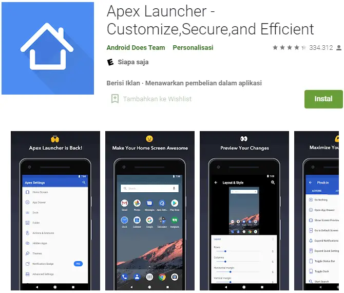 Aplikasi Tema Keren Android Apex Launcher