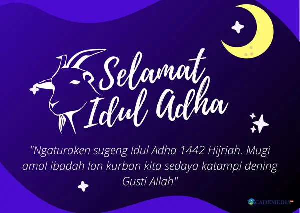 Kartu Ucapan Selamat Hari Raya Idul Adha1442 Hijriyah (2021) Bahasa Jawa / Jowo