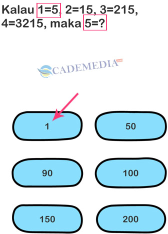 Kunci Jawaban Brain Out Level 43 Kalau 1=5, 2=15, 3=215, 4=3215, maka 5=?