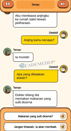 Chat percakapan teman dan detektif masalah pencuri pizza bagian kedua