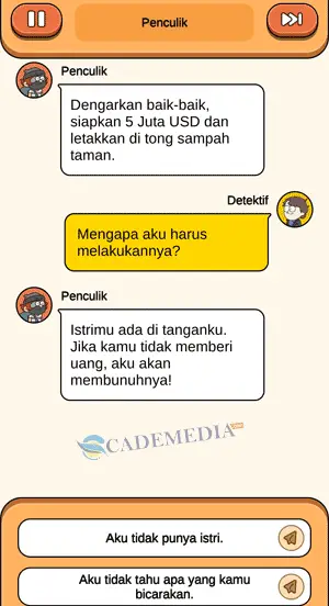 Chat percakapan detektif dan penculik untuk menyelamatkan sandera bagian pertama