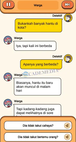 chat percakapan detektif dan warga tentang si hantu bagian kedua