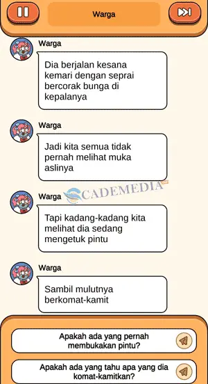 chat percakapan detektif dan warga tentang si hantu bagian ketiga