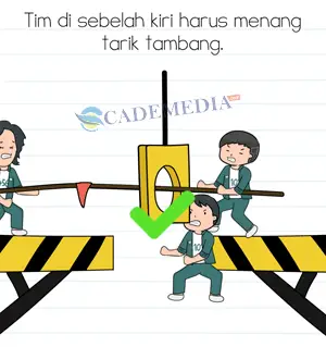 Tim di sebelah kiri harus menang tarik tambang (Brain Test Level 358)