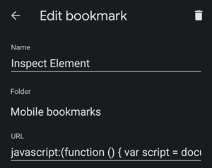 Menu Edit Bookmark