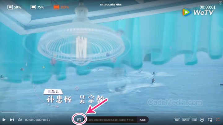 Letak ikon komentar di situs WeTV di pc / laptop
